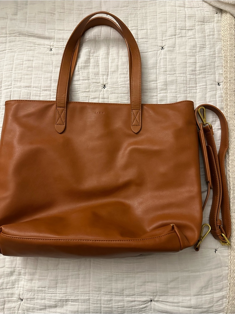 Fawn Design Cognac Leather Tote with Removable Strap